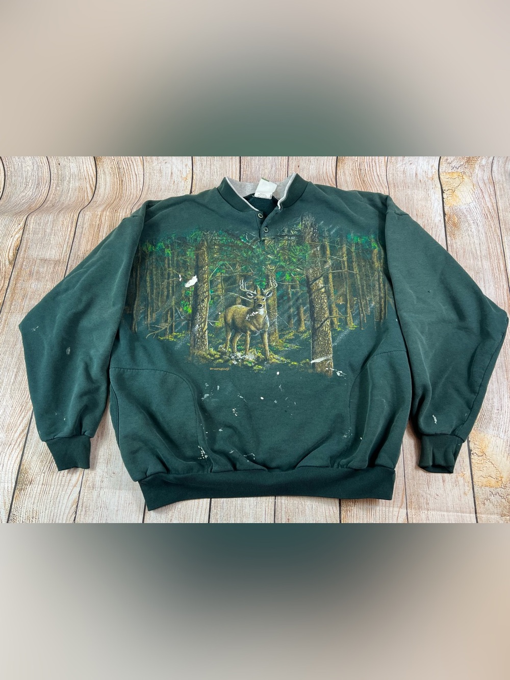 Vintage 90s Art Unlimited Crewneck Sweatshirt Whitetail Deer Wraparound 2XL